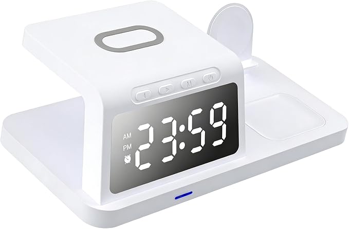 Vikye 3 in 1 Wireless Charging Station Fast Desk Charger 15W for Smartphones Smartwatches and Earphones (HT-506 White)