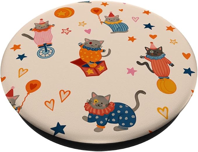 Cute Circus Cat Colorful Clown Kitten Pattern Aesthetic PopSockets PopGrip for MagSafe