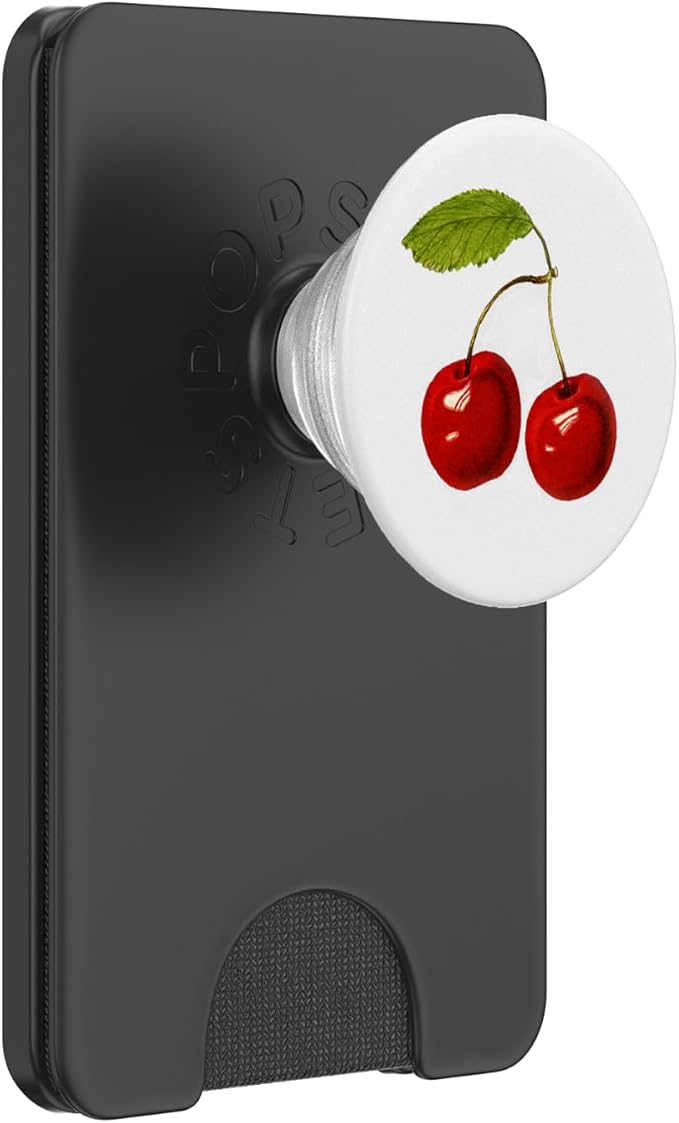 Watercolor Cherry Art On White Background PopSockets Adhesive PopGrip