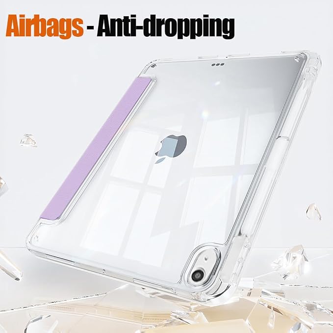 Slim Case for iPad Air 11 M4/M3/M2 &amp 10.9 5th/4th Gen Aqua Blue | Pencil Holder Multi-Angle Y Fold Stand Clear Acrylic Cute Cover Auto Wake-Sleep 2026/2025/2024/2022/2020