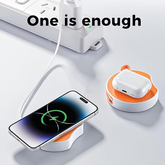 15W Creative Wireless Charger with Hidden Extension Cable for Easy PortabilityOrange