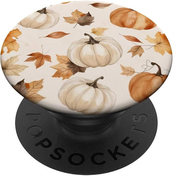 Cute Fall Pumpkin and Leaf Pattern Autumn Design PopSockets Adhesive PopGrip