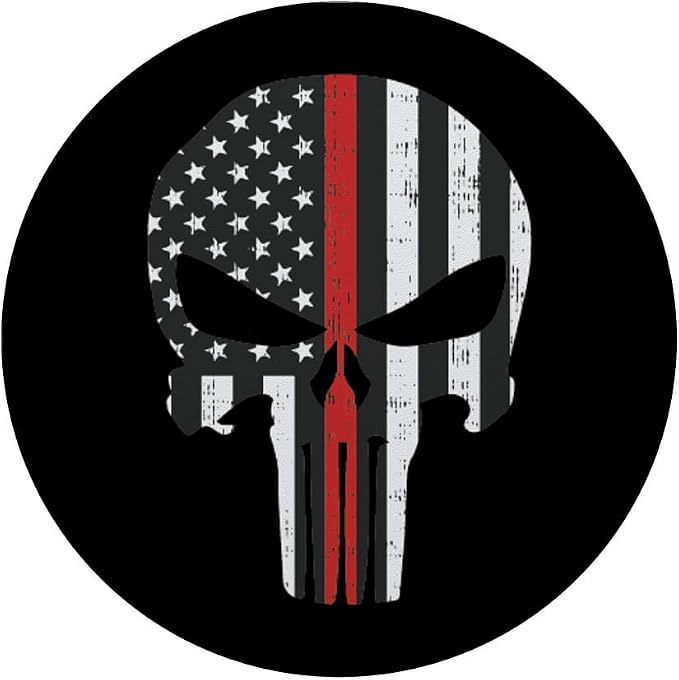 Thin Red Line Skull Fireman Dept US Flag Firefighter Gift PopSockets Standard PopGrip