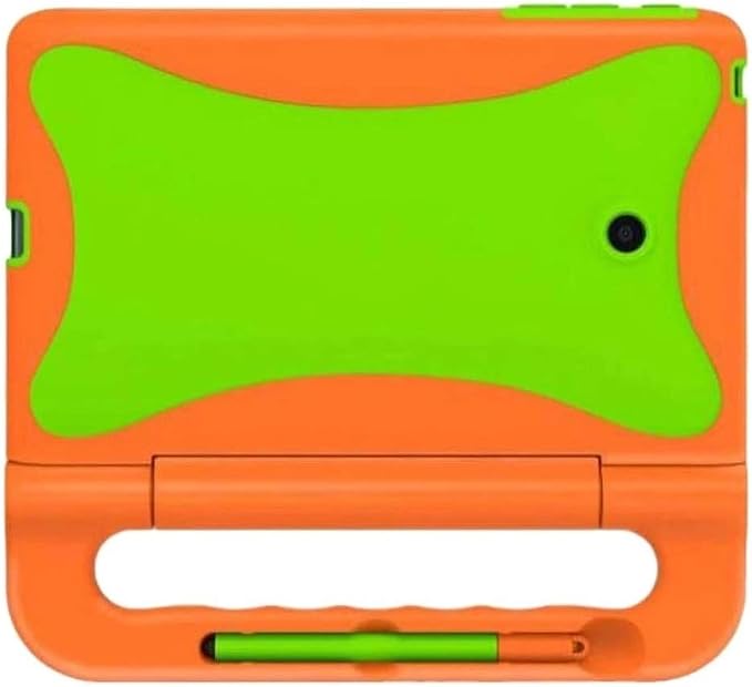 Verizon Rugged Case for Ellipsis 8 Tablet | Ellipsis Kids Tablet | Shockproof Light-Weight Kickstand Handle - Orange/Neon Green