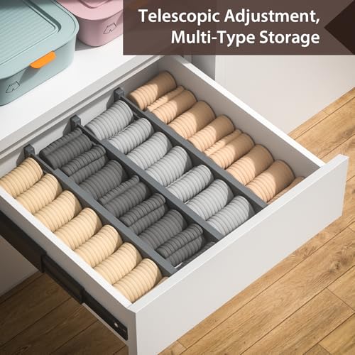 4 PCS Drawer Divider, 17"-22" Adjustable Bamboo Drawer Dividers Organizers, Expandable Separators for Kitchen, Clothes, Dressers, Home, Office, Gray - color: Gray