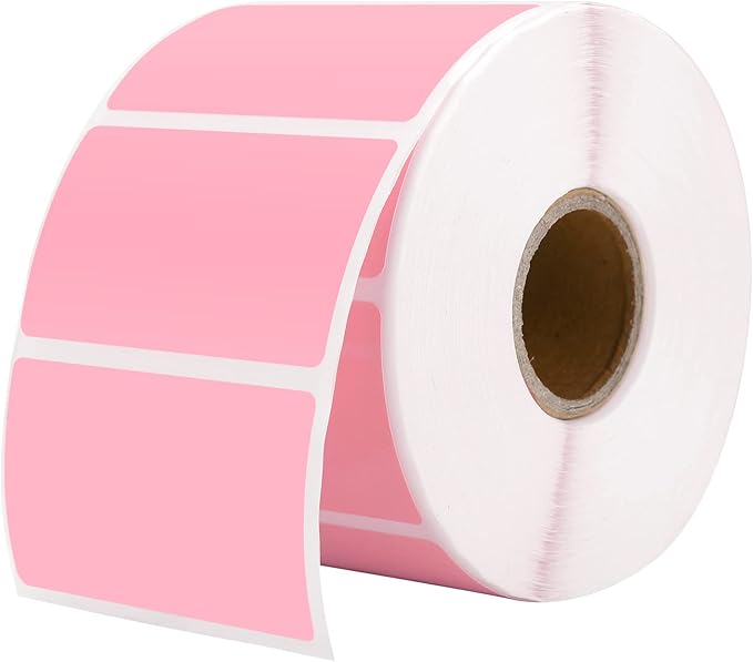 MUNBYN 130B Bluetooth Thermal Label Printer+2.25"x1.25" Pink Thermal Labels+Label Holder for Rolls and Fanfold Labels