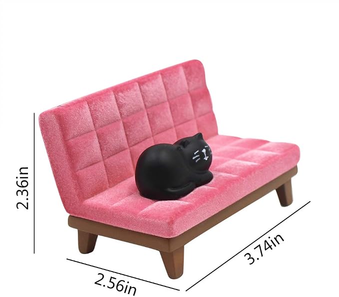 BOLLEY JOSS Desk Cell Phone Holder Stand Pink Sofa with Cute Cat Kitty for Office Free You Hands Home Ornament