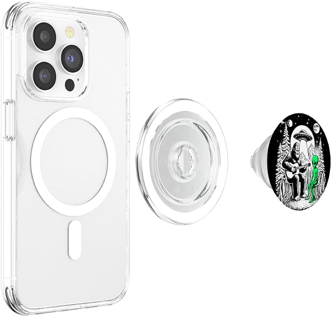 Bigfoot Plays Guitar Sasquatch Camping Big Foot UFO Alien PopSockets PopGrip for MagSafe