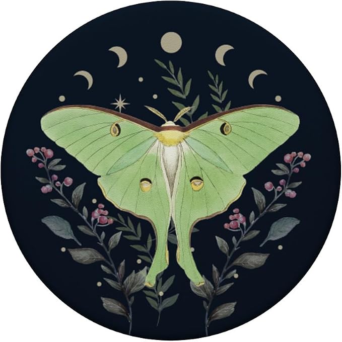 Celestial Moon Moth Butterfly Floral Pattern PopSockets Adhesive PopGrip