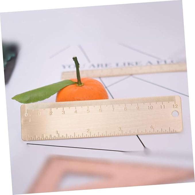 TEHAUX Brass Protractor and Triangle Ruler Set Geometry Measurement Tools for School and Drafting Scale for Accurate Drawings Lightweight and Portable