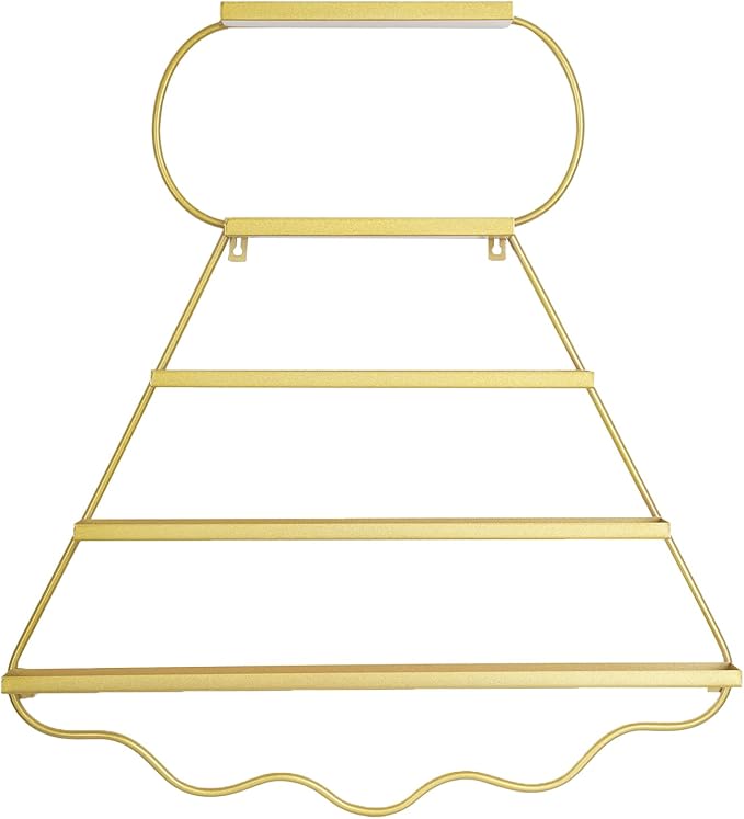 Metal Wall Mounted Nail Polish Racks Display Rack Cosmetic Display Case Lipstick Perfume Wall Shelf Essential Oil Organizer for Nail Polish Bottles Spa Nail Salon Shop (Gold)