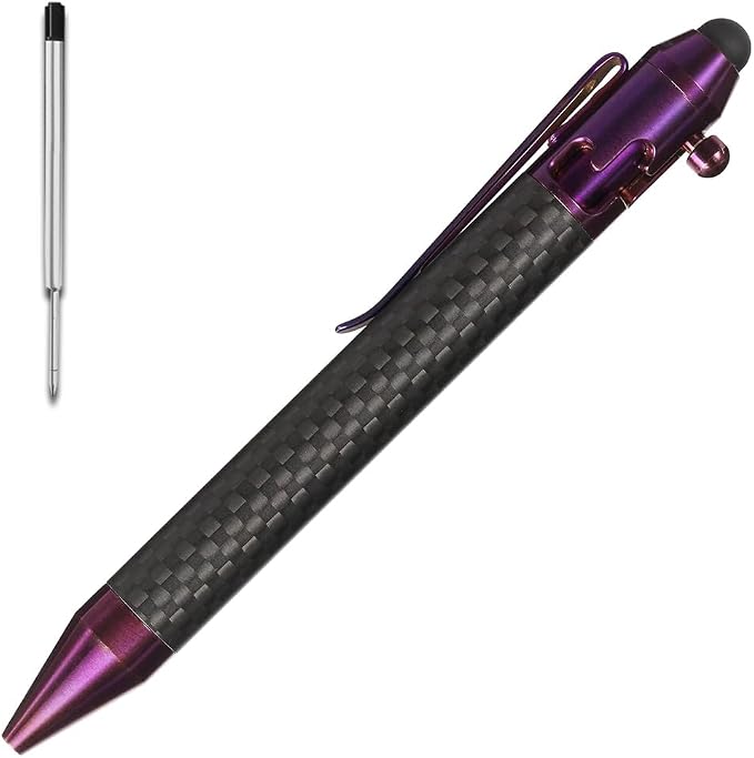 Cool Hand 4.9'' Brass Bolt Action Pen with Retractable Stylus Tip | for Any Touch Screen Ballpoint Ink Refillable Compact Size Skelton Out Deep Pocket Clip (Brass)