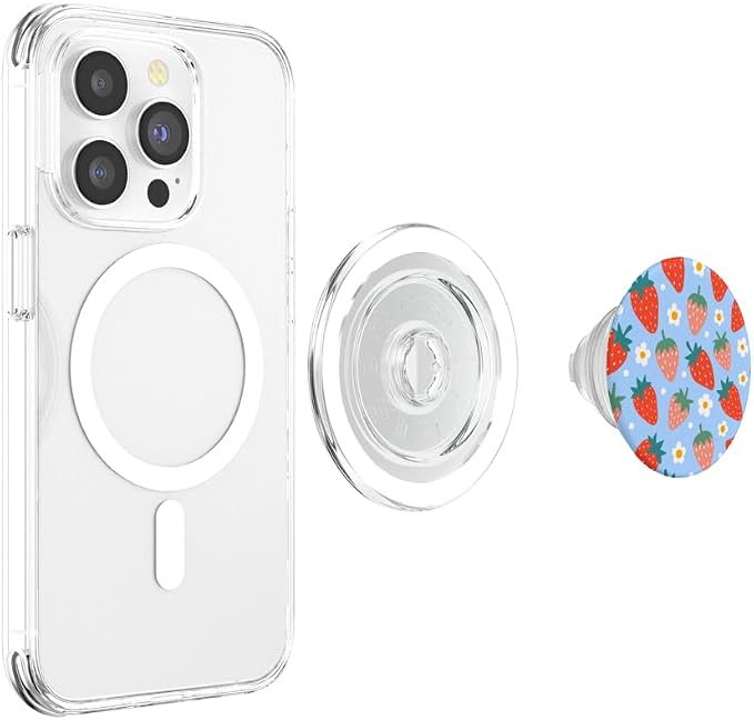 PopSockets Phone Grip – Floral Blue Strawberry Patch PopSockets Adhesive PopGrip