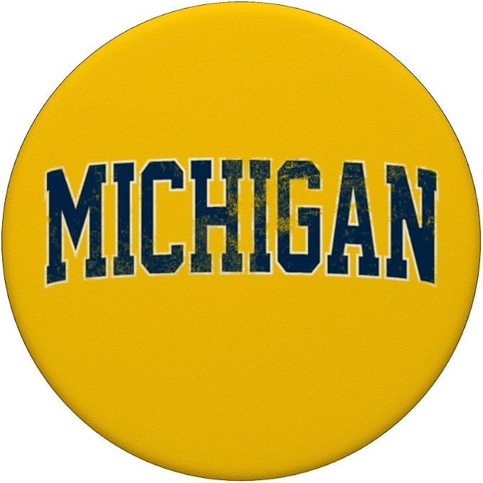 Vintage Michigan Look Maize Blue Men Retro Font Michigan Tee PopSockets Adhesive PopGrip