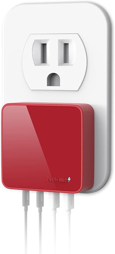 Nekmit USB C Charger Fast Thin Flat 52W 4-Port Wall Charger with Two 20W Power Delivery and 2 USB Port for iPhone 14/14 Pro/14 Pro Max Galaxy Pixel iPad Pro AirPods Pro and More Upgraded