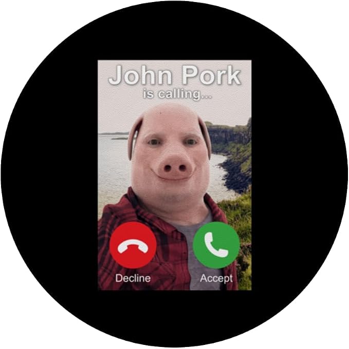John Pork is Calling Funny Unhinged Brainrot Cursed Meme PopSockets Adhesive PopGrip