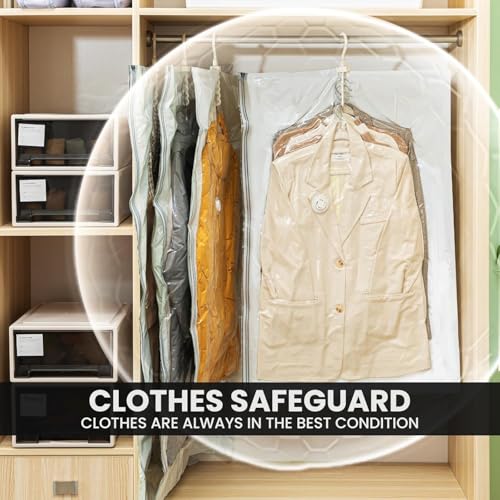 Hanging Vacuum Storage Bags – 4 Pack (2 Long, 2 Short) Hanging Vacuum Seal Bags for Clothing, Closet Organizer Space Saver for Suits, Jackets & Coats - size: 4 Combo