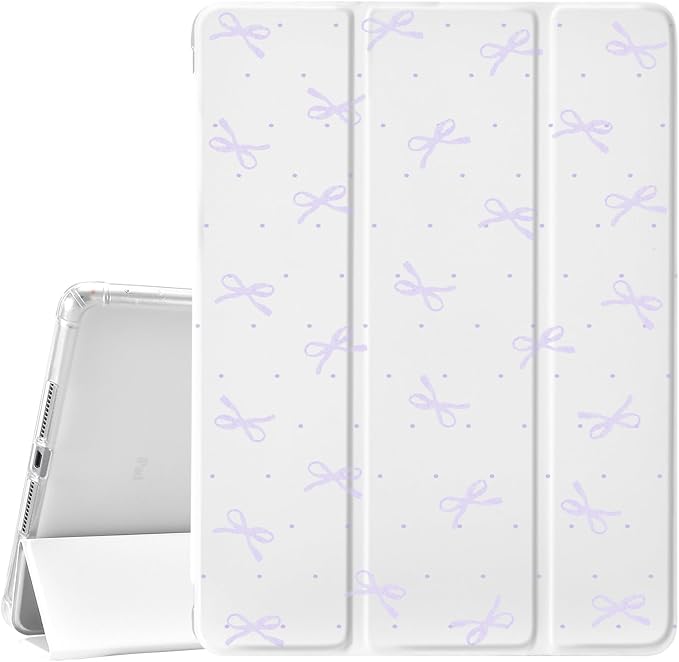 JOYLAND Pink Bow Compatible with iPad 6th/5th Generation (2018 2017 Model 9.7 Inch)iPad Air 2/Air 1 (9.7 Inch) with Pencil Holder-Trifold Stand Protective Cover with Soft TPU BackBlack