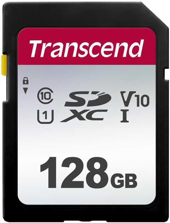 Transcend SDC300S SDXC Memory Card 128GB, Up to 100MB/s, for Canon Nikon Sony Camcorder, SPYPOINT TACTACAM WOSPORTS Trail Camera, Panasonic Cameras, UHS-I U1 V10, Full HD Class 10 High-Speed SD Card