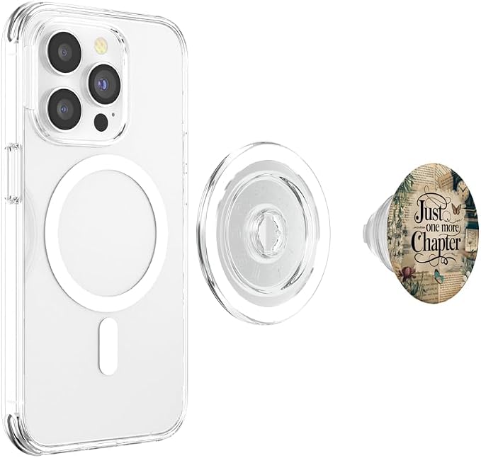 Just One More Chapter Bookish Book Reading Vintage Flower PopSockets Adhesive PopGrip