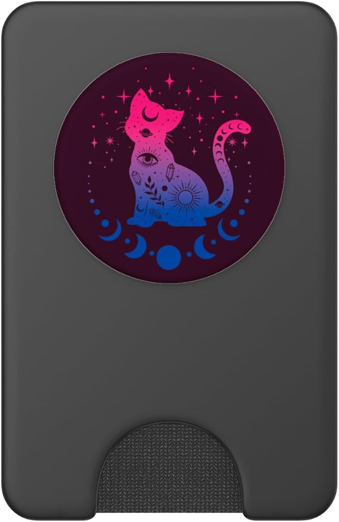 Celestial Bisexual Astrology Cat Colours of Bi Pride Flag PopSockets Adhesive PopGrip