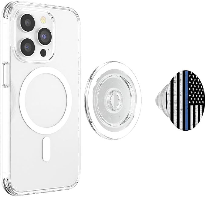 Thin Blue Line US Flag Police Officer Law Enforcement Gift PopSockets Adhesive PopGrip