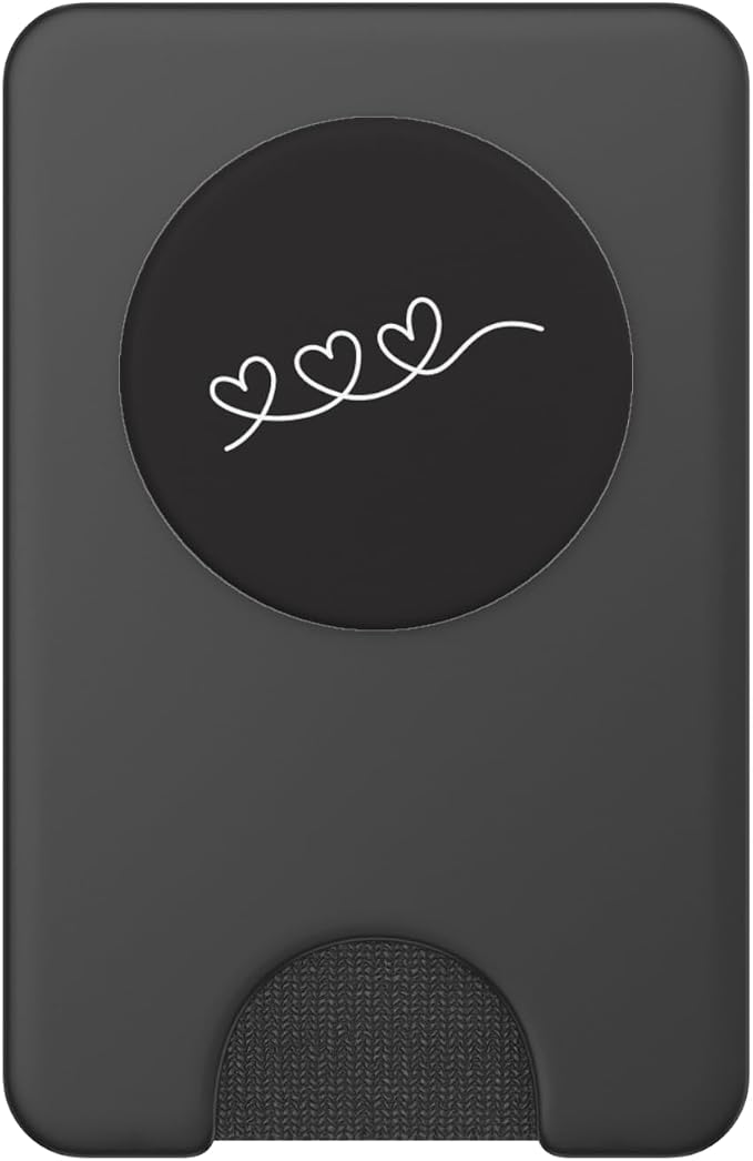 Three White Hearts Love Black PopSockets Adhesive PopGrip