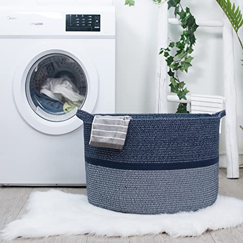 R RUNKA Extra Large Storage Basket - Soft Woven Organizer, 22" x 14" - color: Blue