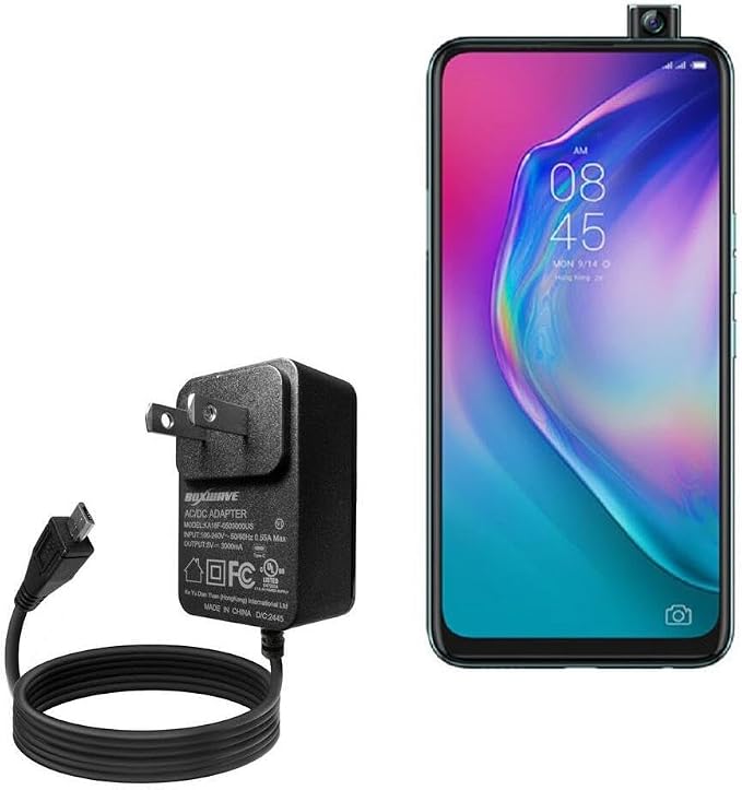 BoxWave Charger Compatible with Tecno Camon 15 Pro - Wall Charger Direct (15W) Rapid Charge Your Device with Built-in 3ft Cable