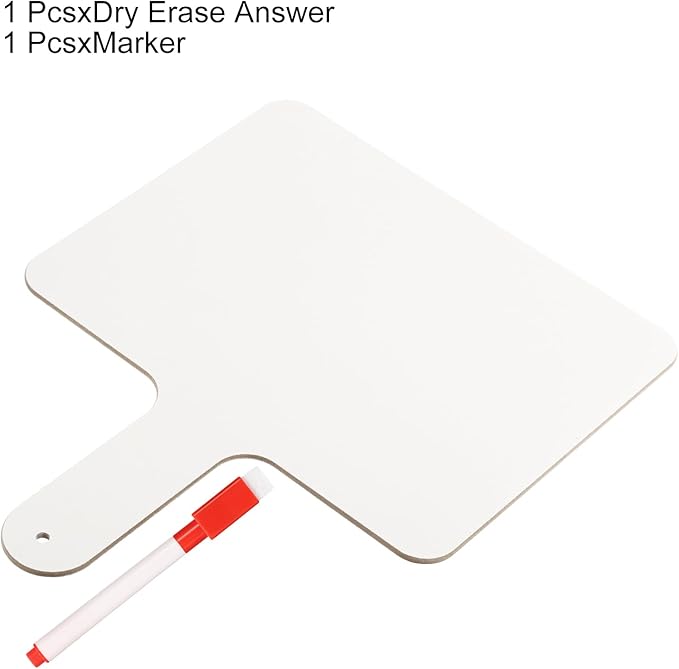 PATIKIL Dry Erase Answer Paddle, 10" x 8" Double Sided Handheld Whiteboard Wooden Auction Paddles for Writing Practice at Home Office Study, White