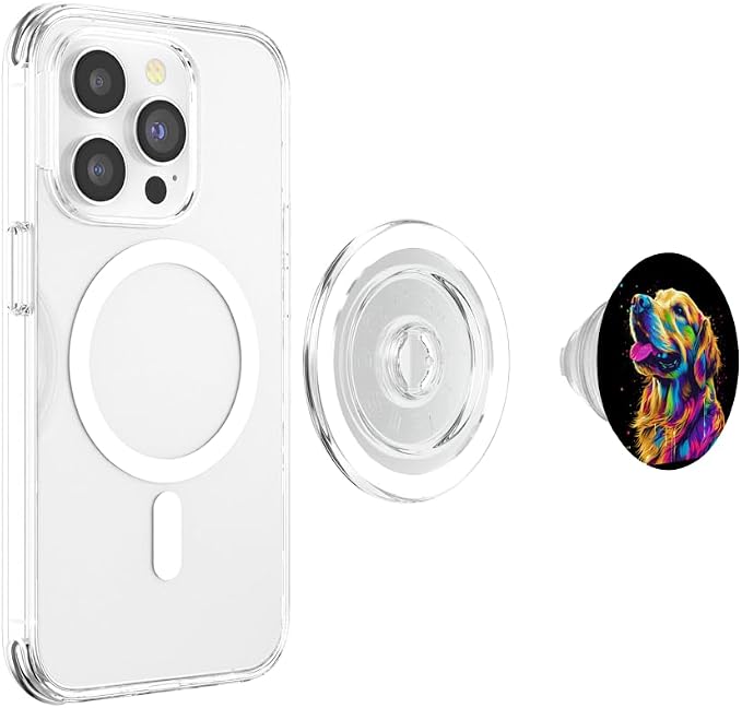 Colorful Pop Art Cute Golden Retriever Dog Portrait PopSockets Adhesive PopGrip