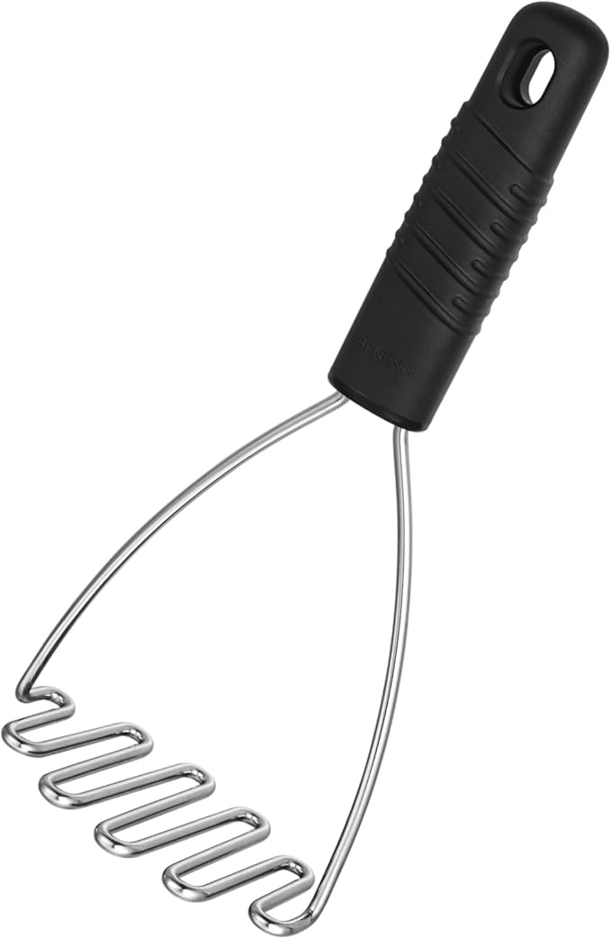 Beneno Ergonomic Soft Grip Stainless Steel Potato Masher, Black