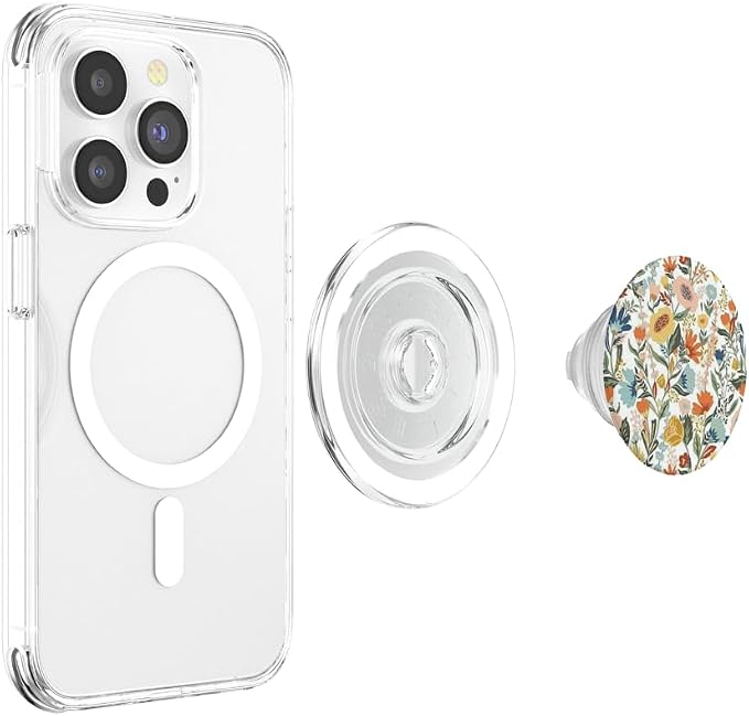 Cute Floral Teal Hibiscus Pattern On White Pop Mount Socket PopSockets Adhesive PopGrip