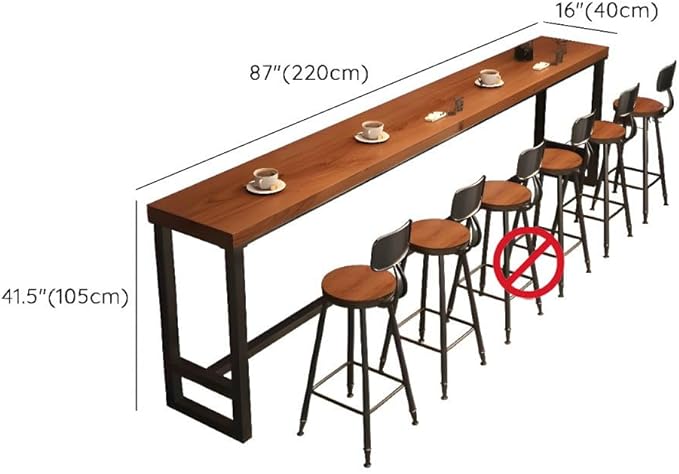 RUNNUP Farmhouse Bar Table Solid Wood Rectangle Bar Height Table for Kitchen Coffee Shop Window Small Space -Table Only(86.6" L x 15.7" W x 41.3" H)