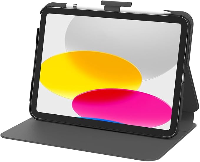 Incipio - SureView Protective Folio Case for iPad 10th Gen Lightweight Slim Cover with Adjustable Stand Scratch Protection (Black)