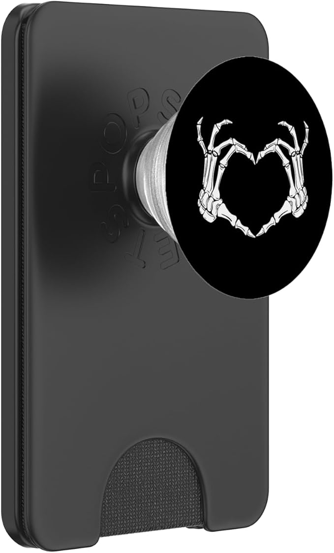 Skeleton Heart Bones Love Halloween Creepy Scary Black White PopSockets PopGrip: Swappable Grip for Phones &amp Tablets