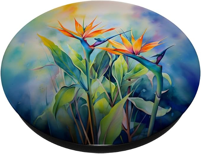 Bird of Paradise Flower Watercolor PopSockets Adhesive PopGrip