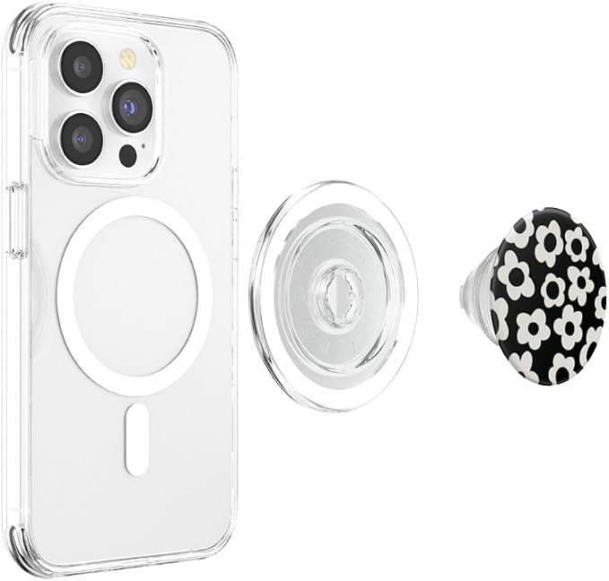 PopSockets Floral Phone Grip &amp Stand – Black Mod Flower PopSockets PopGrip for MagSafe