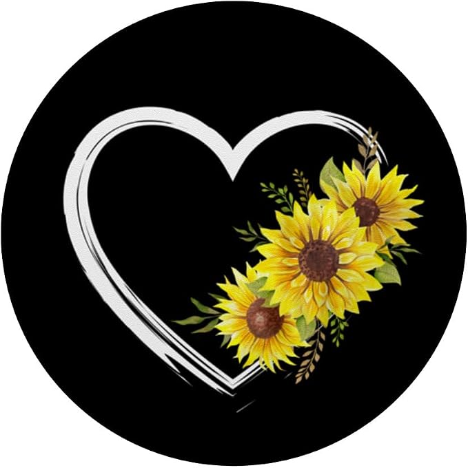 Heart Outline With Sunflowers PopSockets Adhesive PopGrip