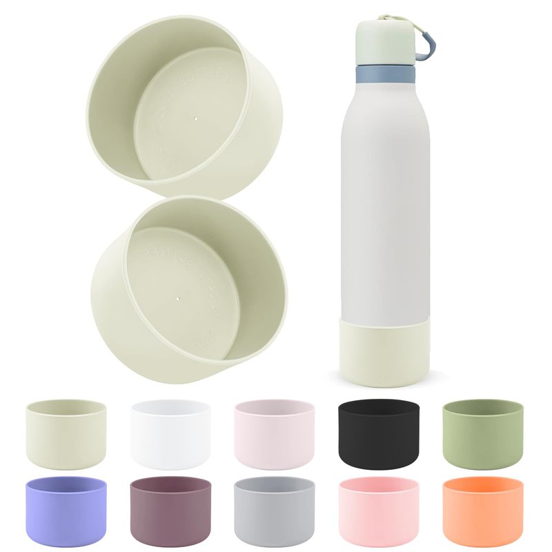 BKBY 2pcs Silicone Boot Compatible with Owala FreeSip Twist 24oz, Anti-Slip & Anti-Scratches Protective Sleeve Bottom Cover for Owalaa FreeSip Twist Water Bottle (Iced Breeze)