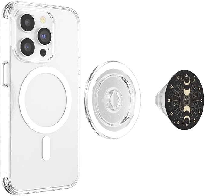 Sun and Moon Phases Astrology Space Stars Black PopSockets Adhesive PopGrip