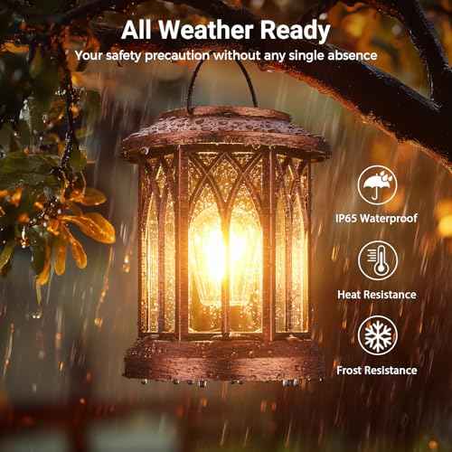 WdtPro Solar Lanterns Outdoor Hanging 6 Pack, Upgraded Bright Lantern Lights Outdoor Waterproof, Solar Powered Lantern Over 12Hrs Solar Lights for Outside Garden Yard Patio Decor (Copper)