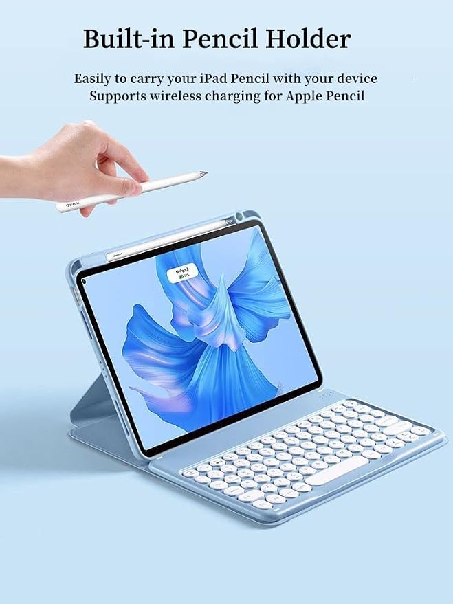 Keyboard Case for iPad 11 inch 2025(A16)/iPad 10 2022 Vertical Case with Pencil Holder Magnetic Stand Rotating Detachable Keyboard with Clear Back (Black)