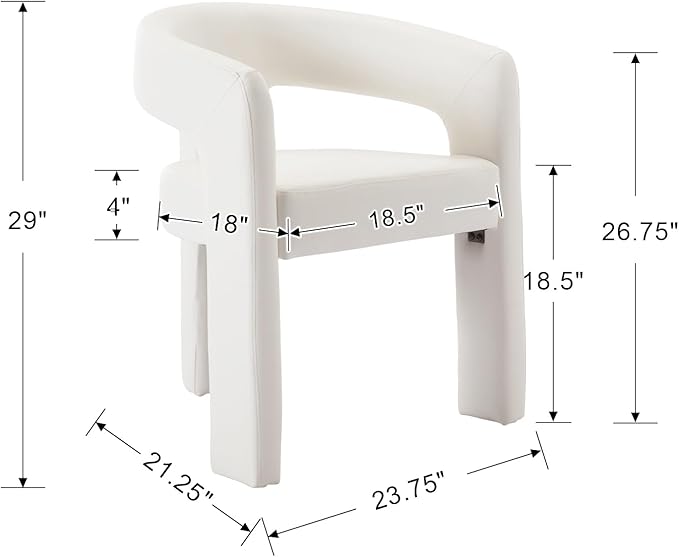 Set of 4 Modern PU Leather Upholstered Dining Chairs with Open-Back, Cute Barrel Side Chairs Kitchen Armchair Accent Chairs for Dining Room Bedroom, White