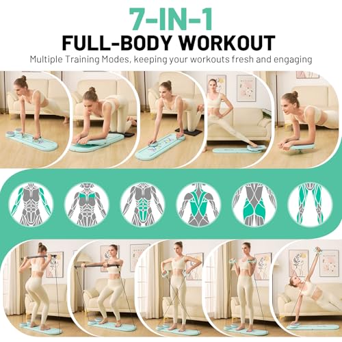 Pilates Board, Newest 7-in-1 Multi-Purpose Portable Pilates Reformer Machine for Home, Foldable at Home Pilates Kit, Pilates Board for Home Workout Fitness Exercise,Abs
