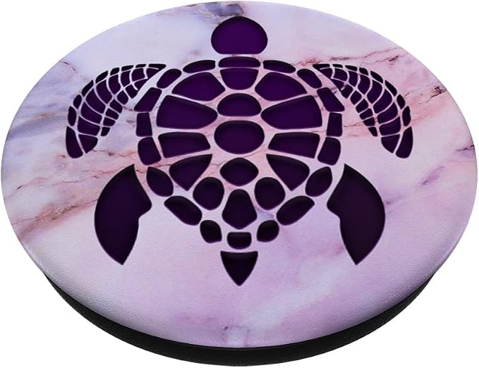 Purple Turtle Phone Grip on Pink Blue Gray Look PopSockets Adhesive PopGrip