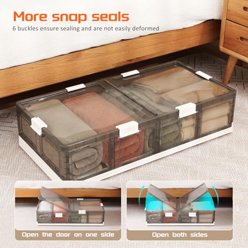 Under Bed Storage Containers with Wheels - Stackable, Foldable Plastic Storage Boxes with Lids for Clothes, Shoes, Blankets - Perfect for Bedroom Organization and Dorms (2 Pack-25.2''x16.5''x7.1'') - size: 2 Pack-25.2''x16.5''x7.1''