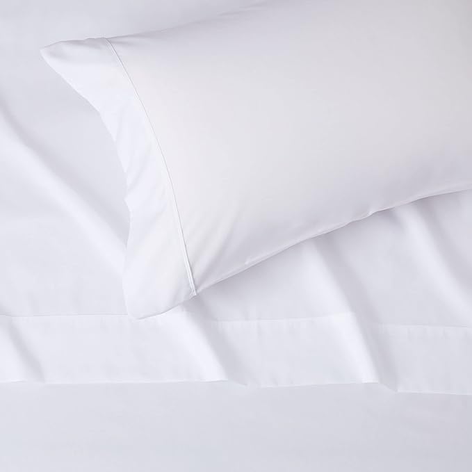 Amazon Basics Lightweight Super Soft Easy Care Dorm-Friendly, Microfiber 3 Piece Bed Sheet Set with 14-Inch Deep Pockets, Twin XL, Bright White, Solid (Pack of 4)