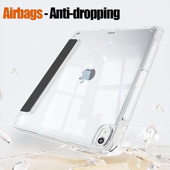 Slim Case for iPad Air 11 M4/M3/M2 &amp 10.9 5th/4th Gen Aqua Blue | Pencil Holder Multi-Angle Y Fold Stand Clear Acrylic Cute Cover Auto Wake-Sleep 2026/2025/2024/2022/2020
