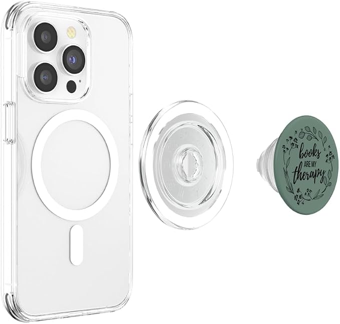 Books are My Therapy Lover Bookish Librarian Boho Floral PopSockets Adhesive PopGrip